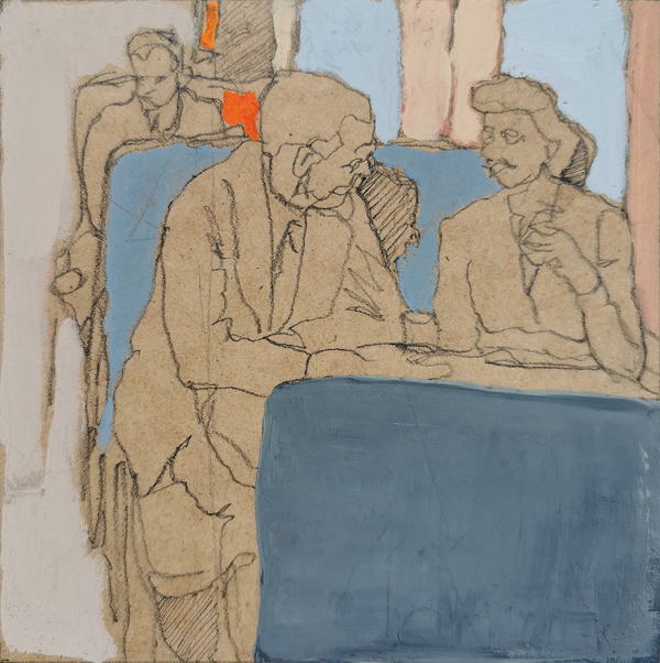 scène de café I - 13x13 - tempera